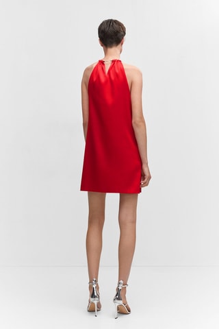 Robe emmanchures américaines détail strass - Rouge