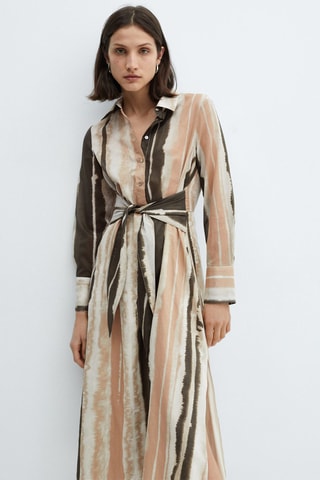 Robe chemise tie and dye noeud - Brut