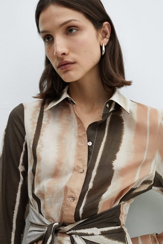 Robe chemise tie and dye noeud - Brut