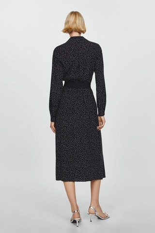 Robe chemisier à pois - Noir