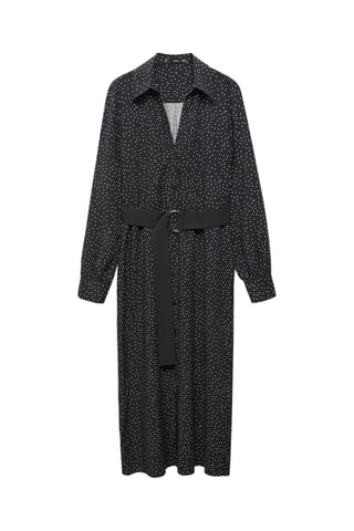 Robe chemisier à pois - Noir