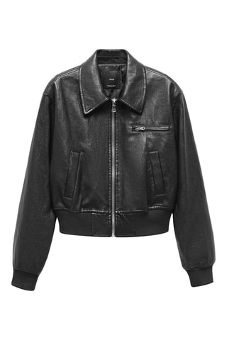 Blouson similicuir vintage - Noir