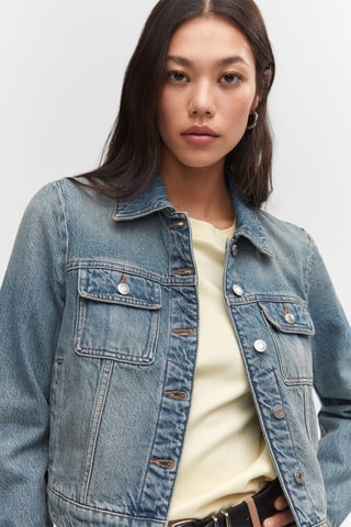 Blouson jean poches Bleu