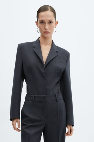 Body blazer cintré laine - Gris