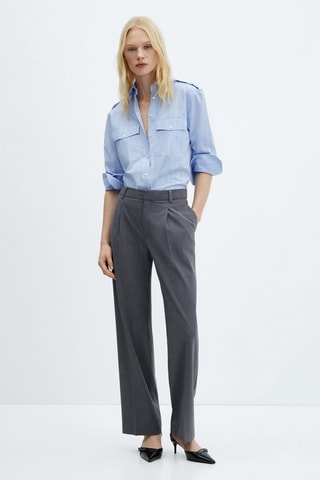 Chemise à rayures et poches - Bleu