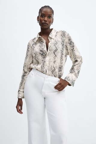 Chemise Lyocell en imprimé serpent Blanc