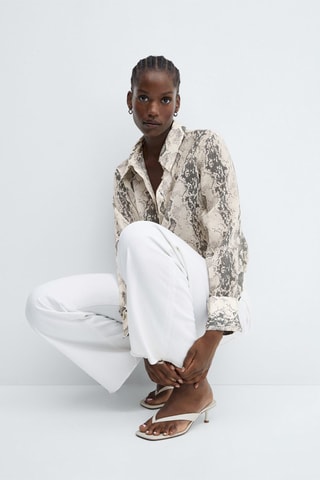 Chemise Lyocell en imprimé serpent Blanc