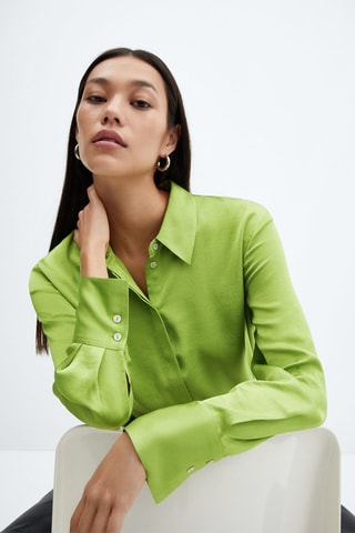 Chemise fluide satinée Vert