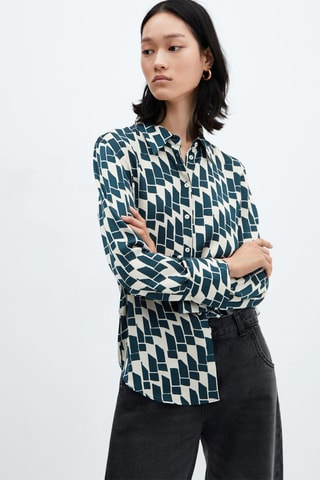 Chemise fluide satinée - Bleu nuit
