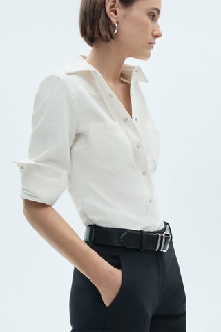 Chemise velours milleraies poches - Blanc cassé
