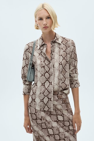 Chemise imprimée serpent - Marron