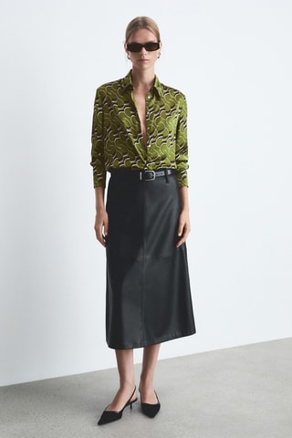 Chemise satinée imprimée - Vert