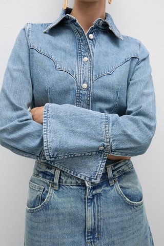 Chemise en jean coutures - Bleu