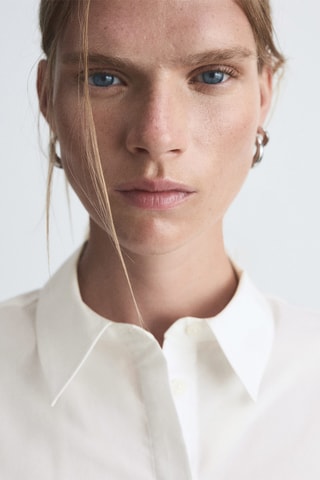 Chemise coton crop - Blanc cassé