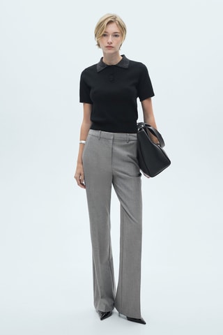 Knitwear Polo met Kraag met Strass - Zwart