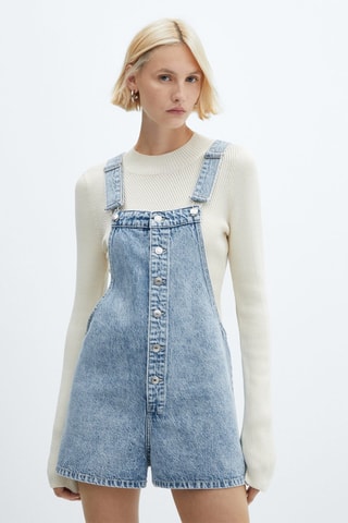 Salopette en jean boutons - Bleu clair