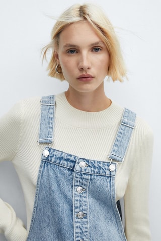 Salopette en jean boutons - Bleu clair