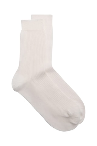 Chaussettes coton maille côtelée - Écru