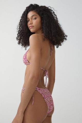 Culotte bikini classique fleurie - Rose