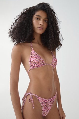 Culotte bikini classique fleurie - Rose