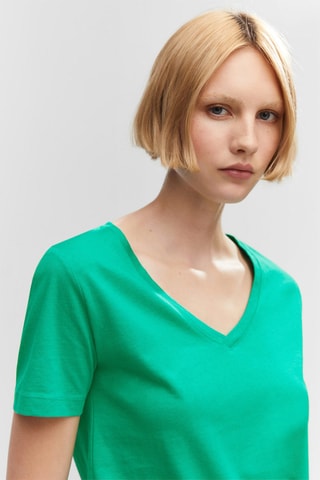 Katoenen T-shirt met V-hals Groen