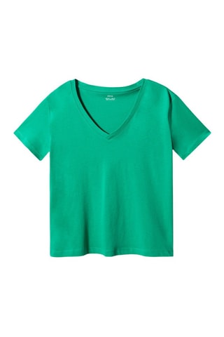 Katoenen T-shirt met V-hals Groen