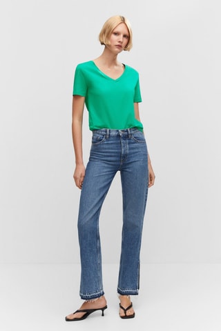 Katoenen T-shirt met V-hals Groen