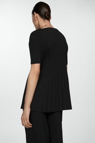 Geplooid T-shirt korte mouwen - Zwart