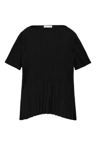 Geplooid T-shirt korte mouwen - Zwart