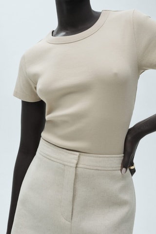 T-shirt coton manches courtes - Beige