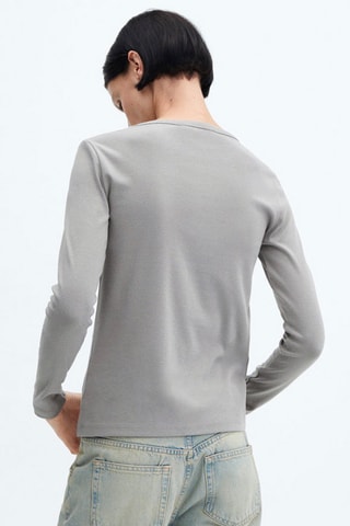 T-shirt coton manches longues - Gris