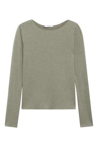 T-shirt col bateau manches longues - Kaki