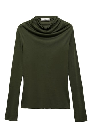 T-shirt manches longues col rond - Kaki