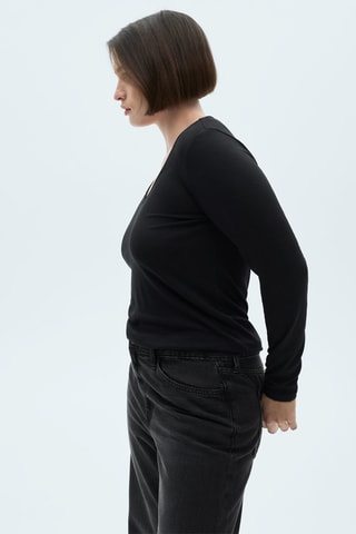 T-shirts met Lange Mouwen en V-hals - Zwart