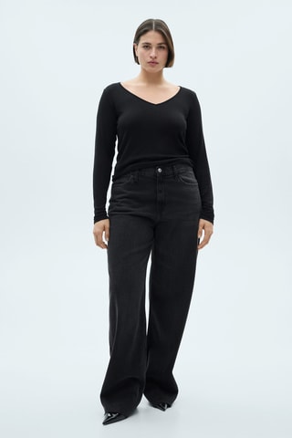 T-shirts met Lange Mouwen en V-hals - Zwart