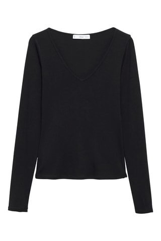 T-shirts met Lange Mouwen en V-hals - Zwart