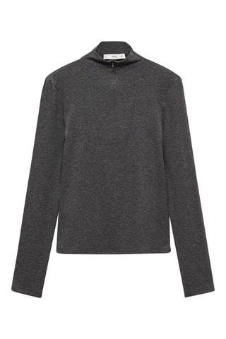 T-shirt col montant fermeture Éclair - Gris