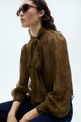 Blouse imprimée noeud - Vert