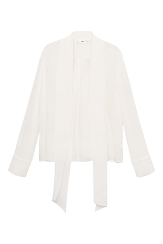 Blouse noeud col - Blanc cassé