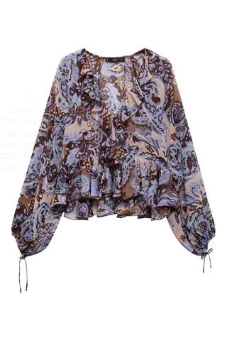 Blouse paisley volants - Bleu