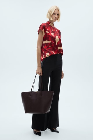 Blouse imprimée manches courtes - Rouge