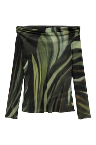 Blouse imprimée semi-transparente - Noir