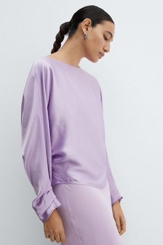 Blouse satinée style cape  - Lilas