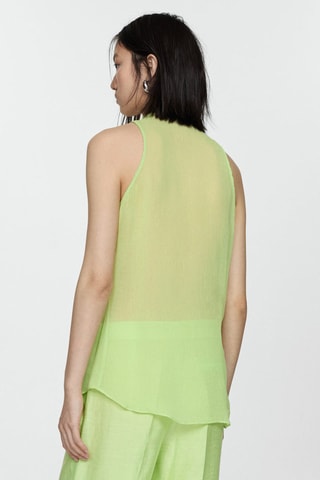 Blouse semi-transparente volants - Vert