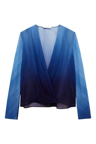 Blouse croisée semi-transparente - Bleu