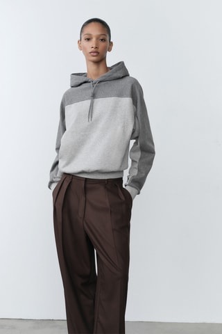 Sweater à capuche coton - Gris clair chiné