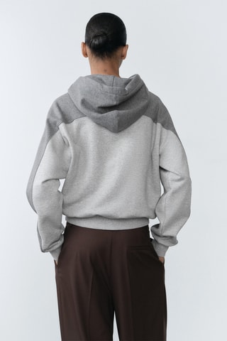 Sweater à capuche coton - Gris clair chiné