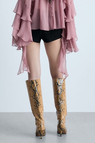 Short cuir ouvertures noeuds - Noir