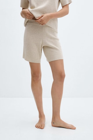 Short pyjama maille coton lin - Beige