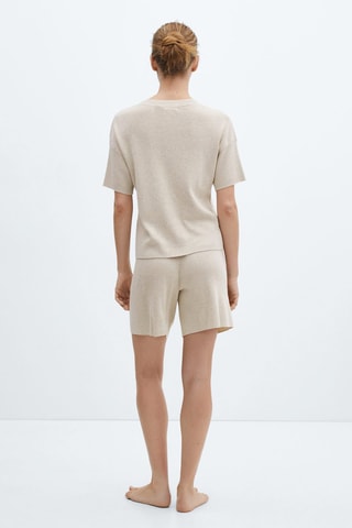 Short pyjama maille coton lin - Beige